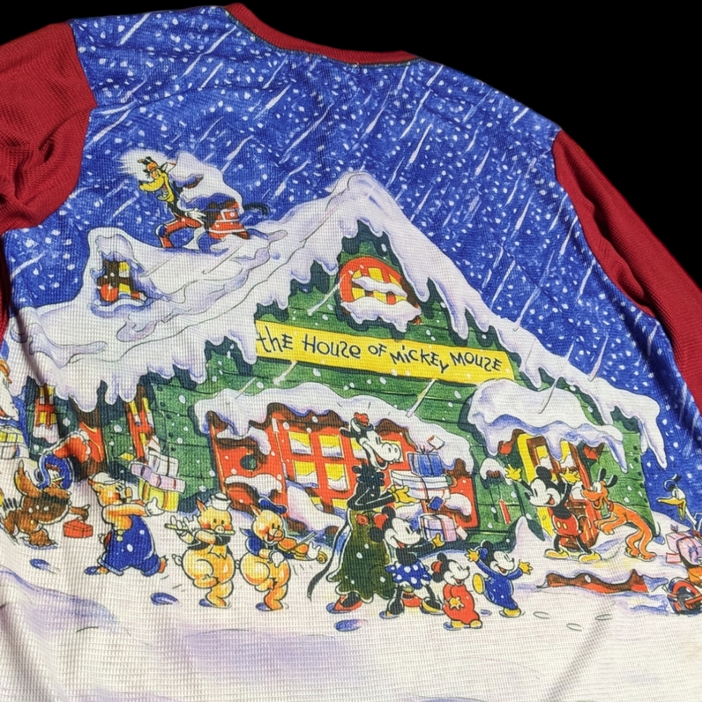 Vintage NWOT Burgundy House of Mickey Disney Store Men's Pajama Top & Bottom Set